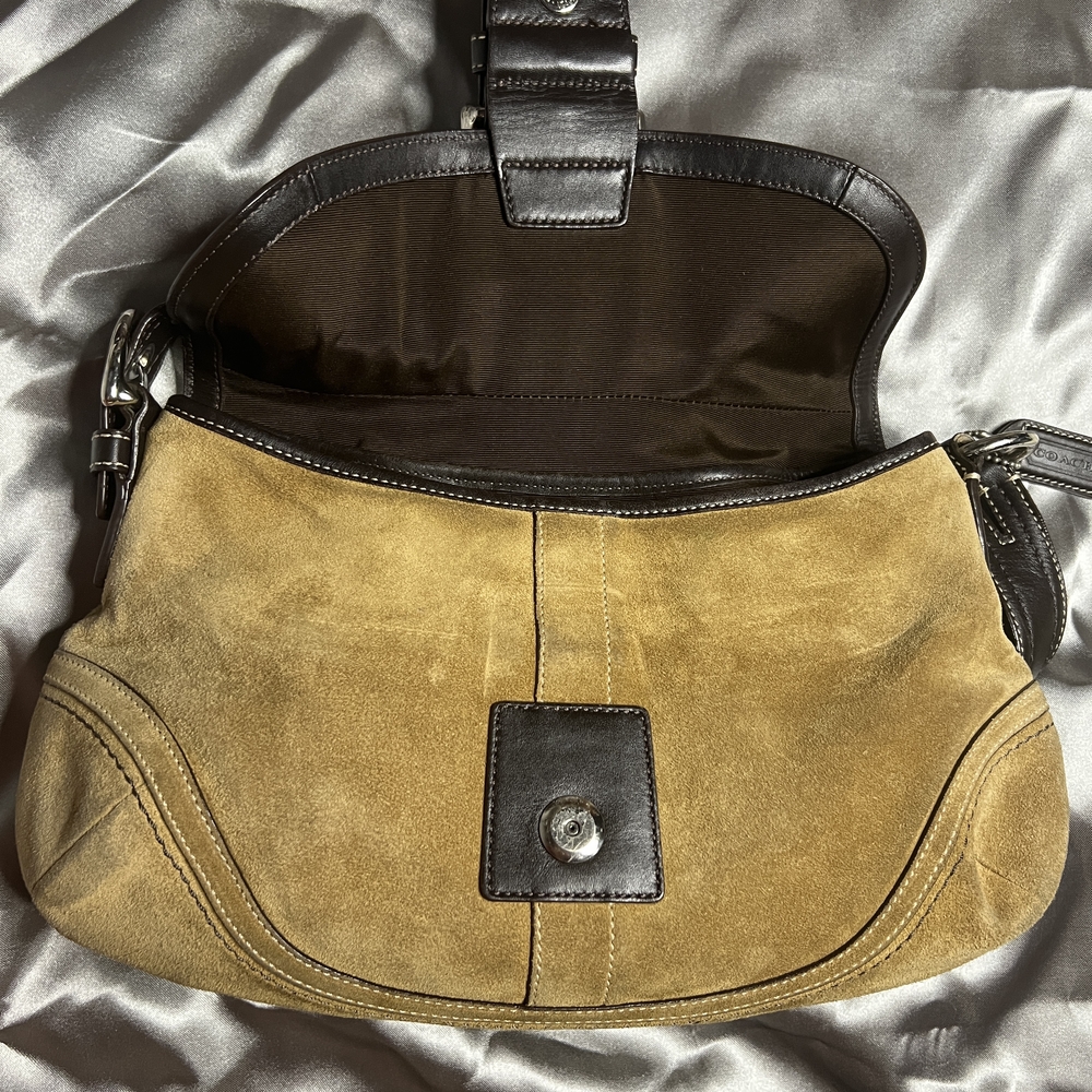 Coach Soho Tan and Brown Suede Shoulder Bag - Picture 9 of 11